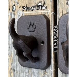 Cast Iron Dog Tail Wall Hook Paw Print Rustic Farmhouse Leash Key Coat Hanger